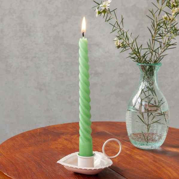 Enamel Heart-Shaped Candle Holder Soft Pink