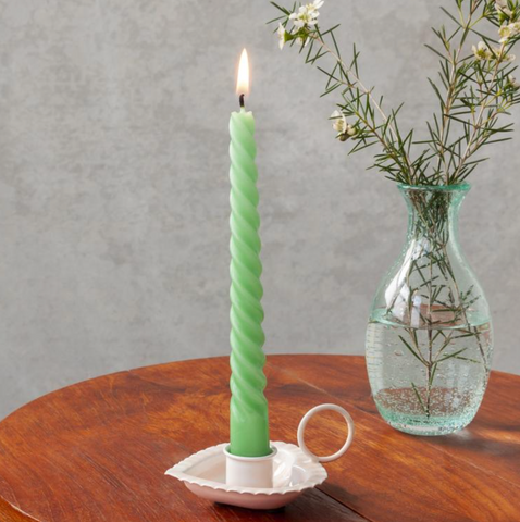 Enamel Heart-Shaped Candle Holder Soft Pink