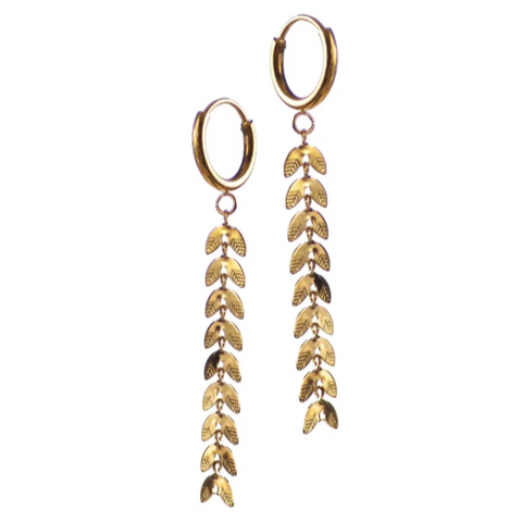 Laburnam Leaves Drop Earrings - Gold