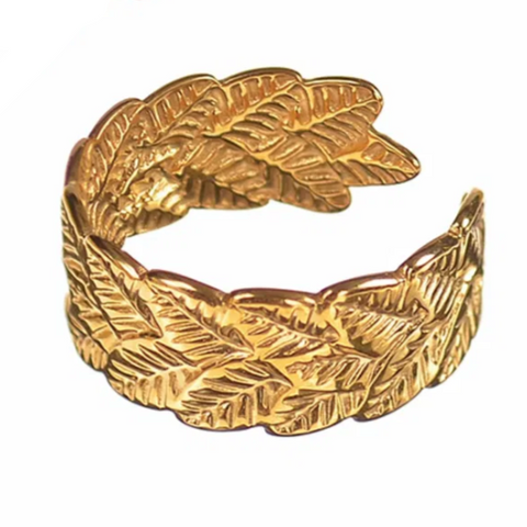 Leaf Layers Adjustable Ring - Gold