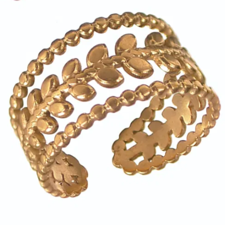 Flora Freize Adjustable Ring - Gold