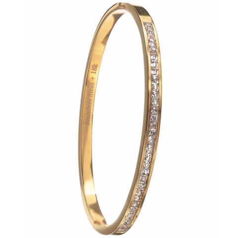 Hot Tomato Crys Hinged Gold Bangle