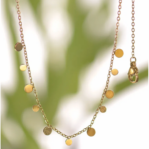Hot Tomato Shimmer Garland Necklace - Gold