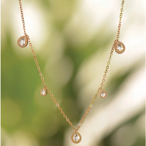Hot Tomato Teardrops Necklace - Gold