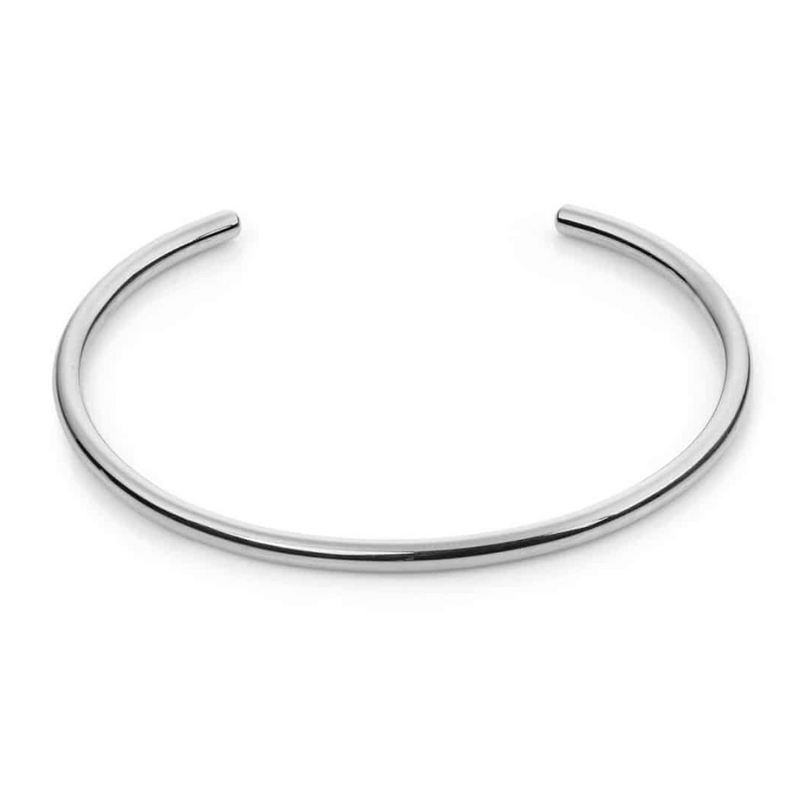 Nordic Muse Minimal Silver Cuff Bangle, Tarnish-Free Silver Plating