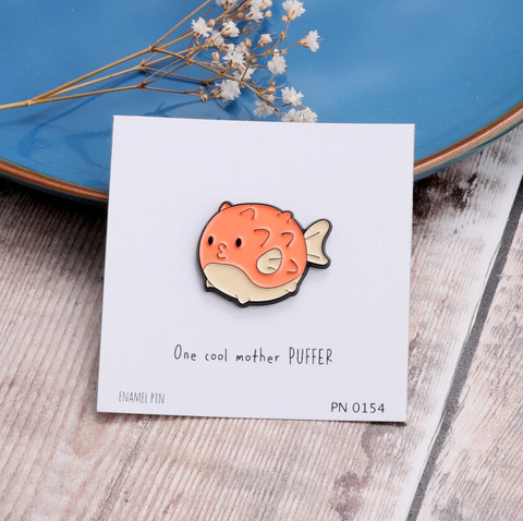 Attic Creations 'Orange Pufferfish' Enamel Pin