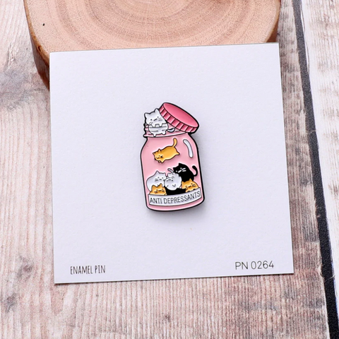 Attic Creations 'Anti Depressants Cats' Enamel Pin