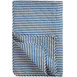 Cotton Quilt With Blue and Off White Stripes