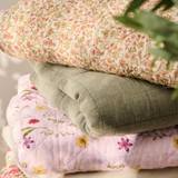 Cotton Quilt With Red Green and Orange Flower Vines