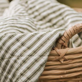 Cotton Quilt Sand with Olive Stripe