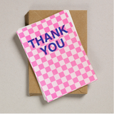 A6 Thank You Postcard - Peach/Peach Checkerboard - Petra Boase