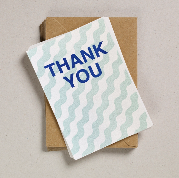 A6 Thank You Postcard - Seafoam Wiggle