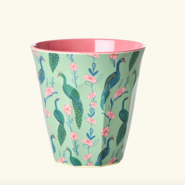 Melamine Cup - Green Peacock Power Print