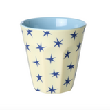 Melamine Cup - Cream With Blue Star Print