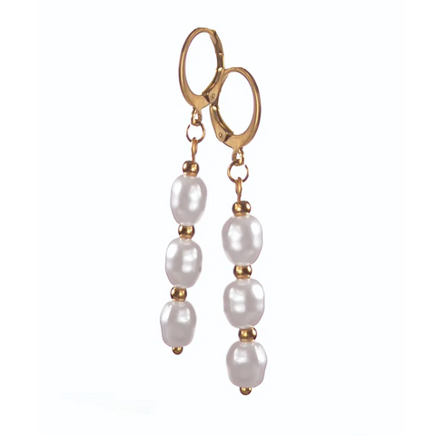Hot Tomato Trio Faux Pearl Drop Earrings