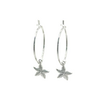 Isles & Stars Delicate Starfish Brass Hoop Earrings - Silver