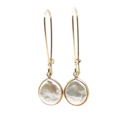 Isles & Stars Stone Teardrop Earrings - Gold & Natural Coin Pearl