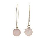 Isles & Stars Semi-precious Circle Stone Drop Earrings in Gold Rose Quartz