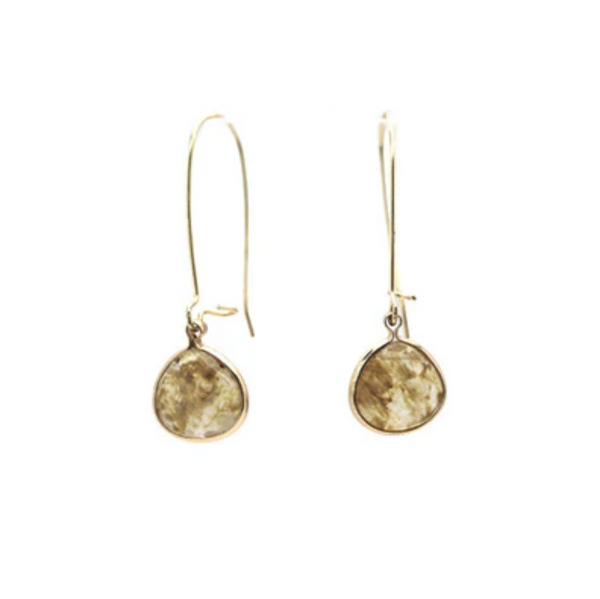 Isles & Stars Stone Teardrop Earrings - Gold Natural Agate