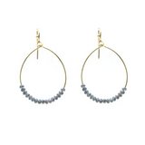 Isles & Stars Glass Beaded Hoop Earrings - Gold - Blue Grey
