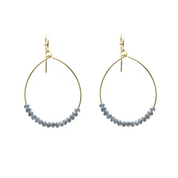 Isles & Stars Glass Beaded Hoop Earrings - Gold - Blue Grey