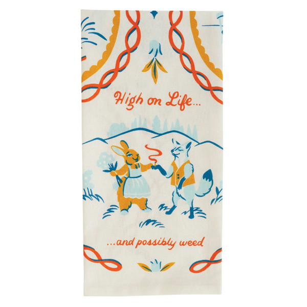Blue Q 'High On Life...And Possibly Weed' Tea Towel