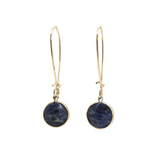 Isles & Stars Round Semi-Stone Drop Hoop Earrings in Gold - Soladite