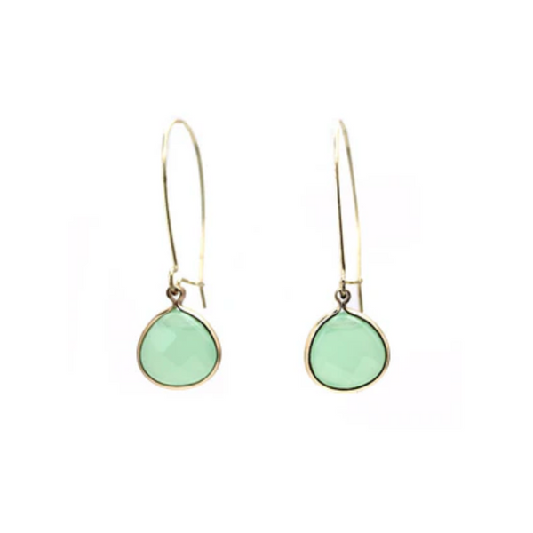 Isles & Stars Stone Teardrop Earrings - Gold Green Chalcedony