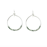 Isles & Stars Glass Beaded Hoop Earrings - Silver & Green