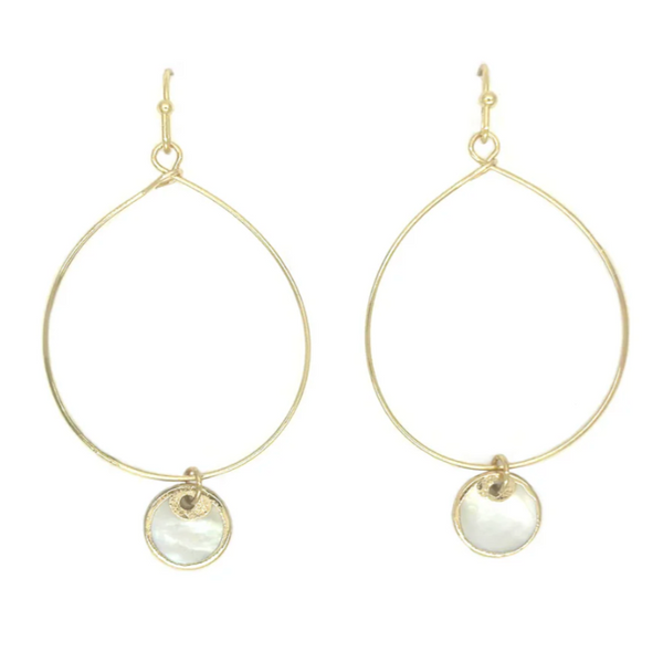 Isle of Stars Hoop With Round Mother Of Pearl Earrings