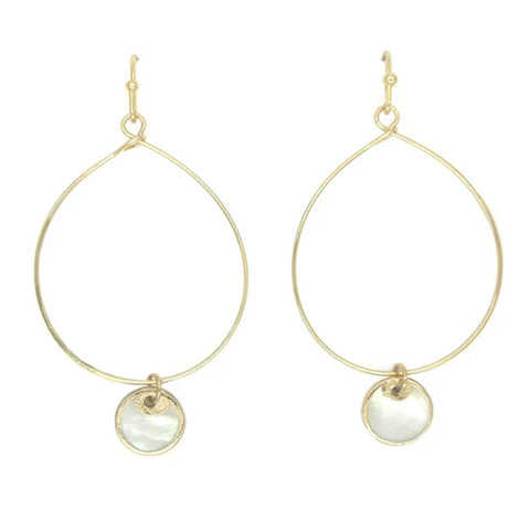 Isle of Stars Hoop With Round Mother Of Pearl Earrings