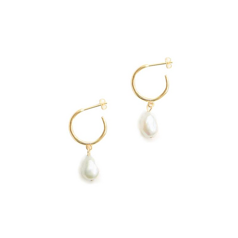 Consortium Half Hoop Earring With Freshwater Pearl - Gold