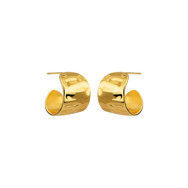 Consortium Textured Wide Curve Earrings - Gold