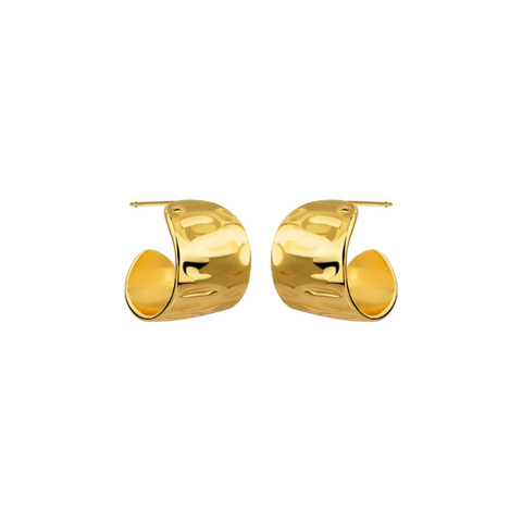Consortium Textured Wide Curve Earrings - Gold