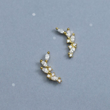 Consortium Curved CZ Earrings - Gold