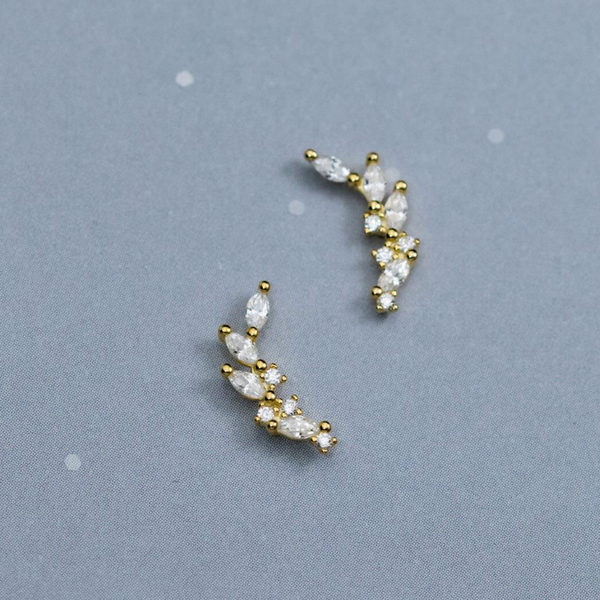 Consortium Curved CZ Earrings - Gold