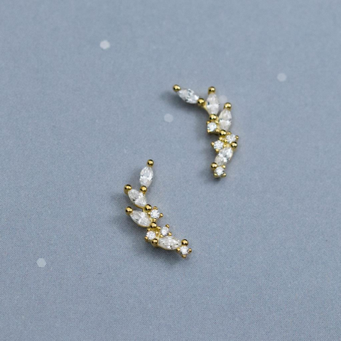 Consortium Curved CZ Earrings - Gold