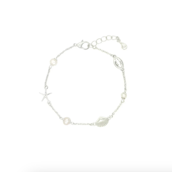 Assorted Shell & Natural Pearl Chain Bracelet