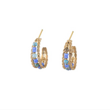 Consortium Intricate Detail Hoop Earrings With Natural Stone Beads In Blues
