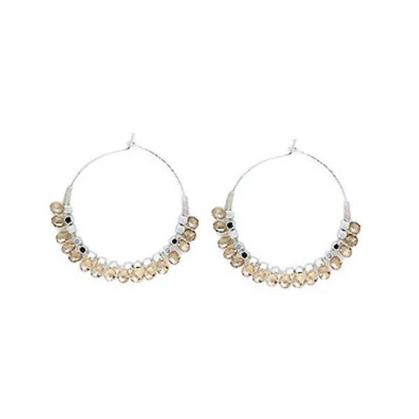 Isles & Stars Glass & Metal Bead Earring - Ivory