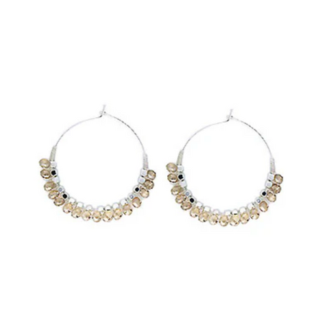 Isles & Stars Glass & Metal Bead Earring - Ivory