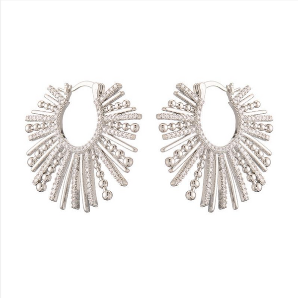 Consortium Sunray Splay Earring - Cubic Zirconia & Silver