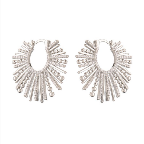Consortium Sunray Splay Earring - Cubic Zirconia & Silver