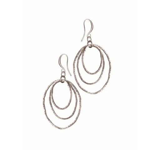 Hot Tomato Ripple Effect Matte Earrings - Silver