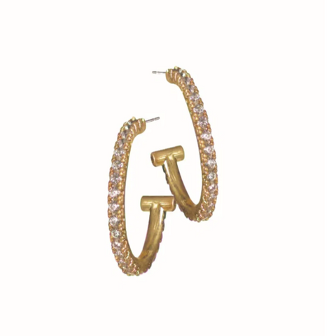 Hot Tomato Hammerhead Hoops - Worn Gold & Zircon