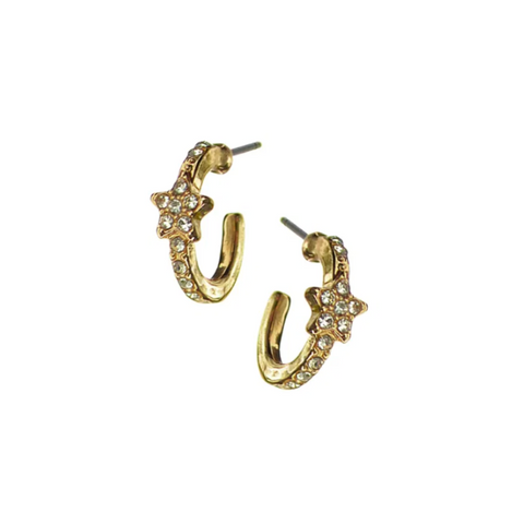 Hot Tomato Demi Hoop with Shooting Star - Gold