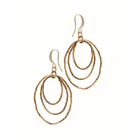 Hot Tomato Ripple Effect Matte Earrings - Gold