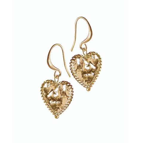 Hot Tomato Cookie Heart Drops - Worn Gold