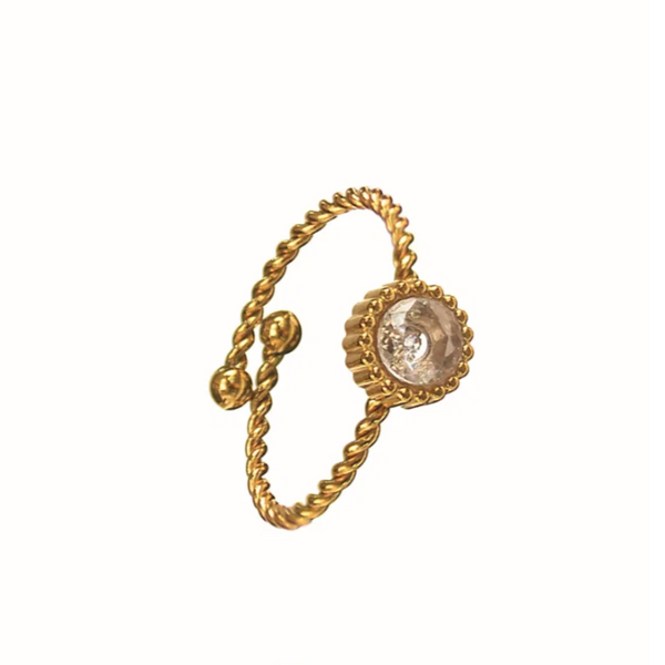 Hot Tomato Clear Gem Circle Adjustable Ring