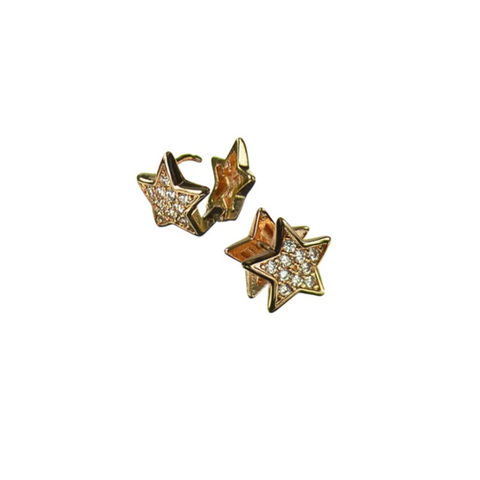 Hot Tomato Crystal Star Clip Studs - Gold/Clear